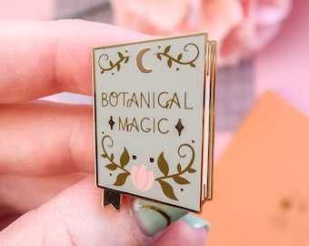 Botanical Magic Book Enamel Pin, Cute Enamel Pin, Pin Badge, Witchcraft and Wizardry, magic and Spells, plant magick, green witch, herbology