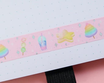 Space Snacks Holographic Foil Washi Tape,cotton candy, boba tea, bubble tea, kawaii,washi tape, crafting, scrap booking, planner accessories