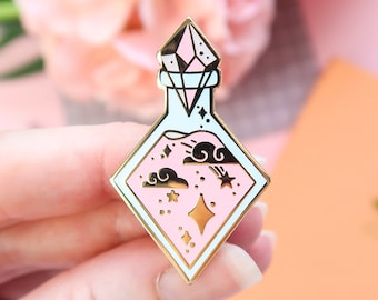 Pastel Star Potion Enamel Pin, Glitter Pin, Cute Enamel Pin, Pin Badge, potion pin, Witchcraft and Wizardry, magic and Spells, moon phase