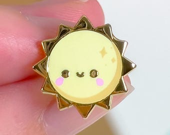 Kawaii Sun Mini Enamel Pin · Cute Sunshine Lapel Pin · Happy Pastel Sun Pin Badge