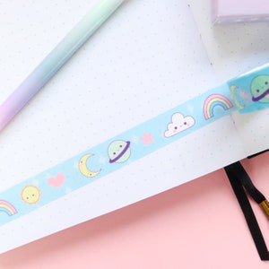 Kawaii Himmel Washi Tape, Basteln, Scrapbooking, Planer Zubehör, kawaii, Himmel, Weltraum, Wetter, Planet, Sonne, Wolke, Stern, Regenbogen