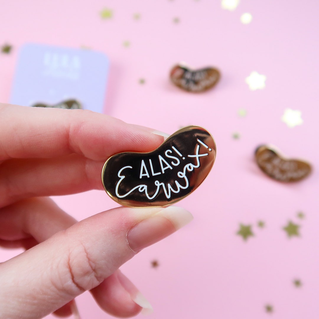 Alas Earwax Enamel Pin, Glitter Pin, Cute Enamel Pin, Pin Badge