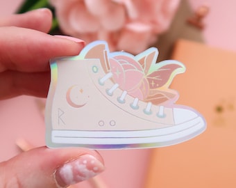 Hi Top Sneaker Holographic Sticker, Holo, Cute Stickers, planner sticker, sticker pack, magic, trainers, shoes, travel, journey, runes