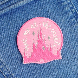 Pink Castle Iron On Patch, Magical patch, Cute patch, Embroidered Patch, Pink Patch, Stocking Stuffer, Stocking Filler, Magic Kingdom