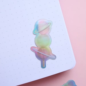 Planet Dango Space Snacks Holographic Stickers, Cute Stickers, planner sticker, sticker pack, bubble tea, boba, moon, kawaii, candyfloss