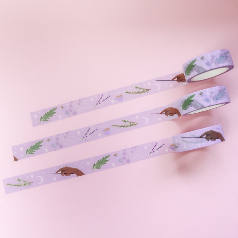 Cinta washi de brujas de hierbas: accesorios de planificador de brujería verde imagen 1