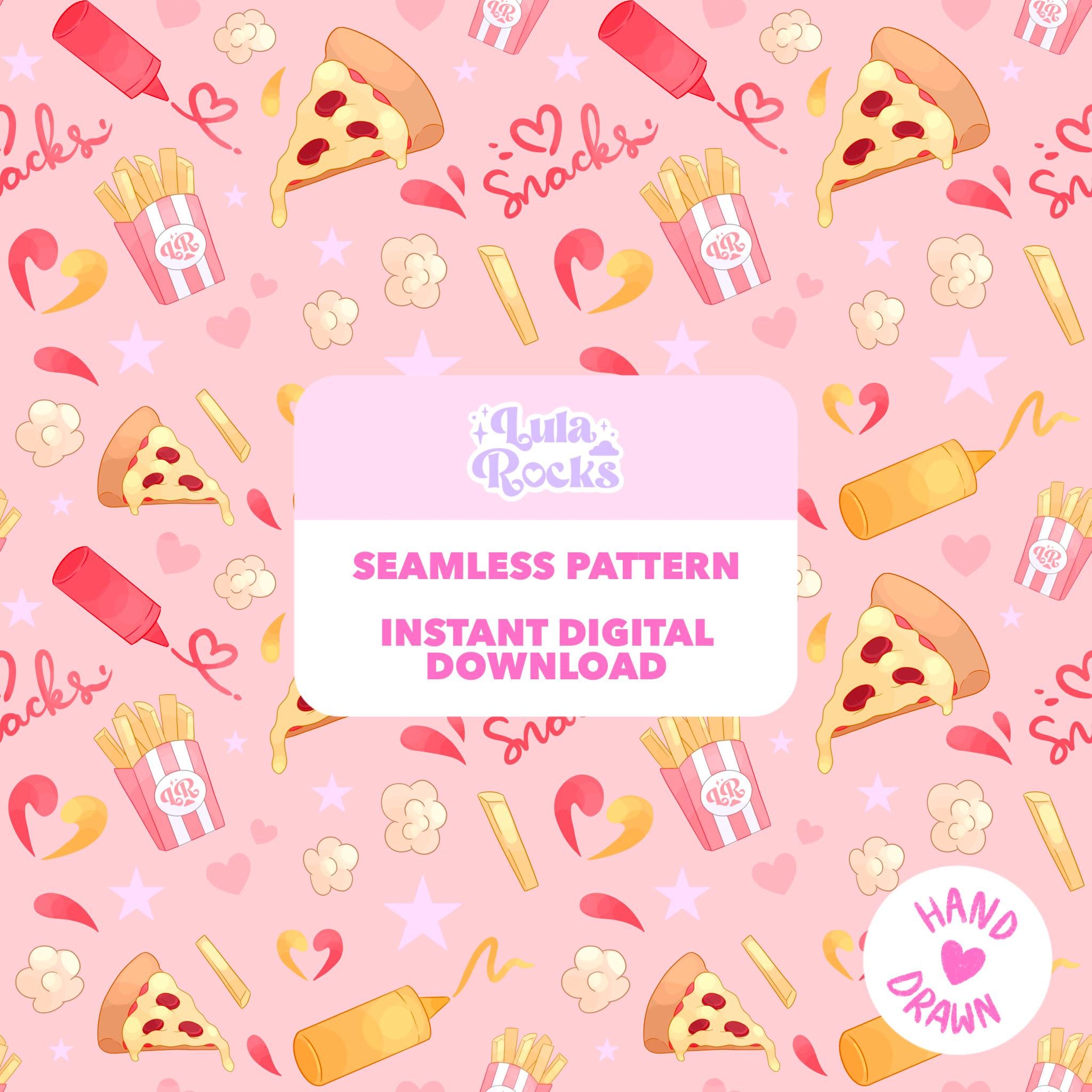 Snack Lover Seamless Pattern PNG, Cute Food Illustration, Fast Food ...