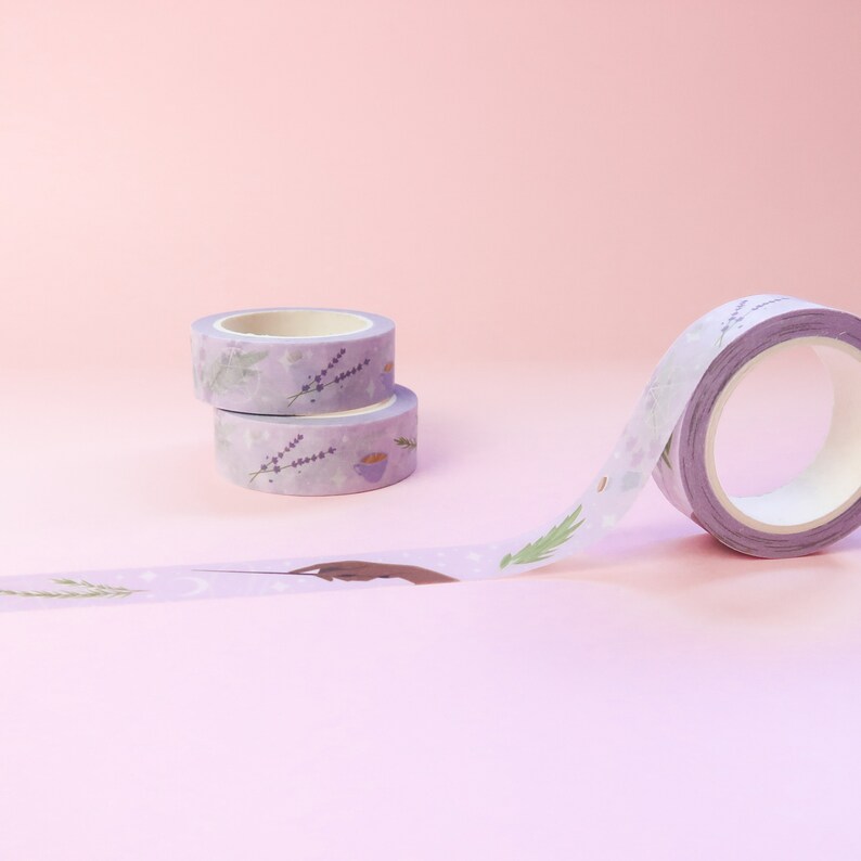 Cinta washi de brujas de hierbas: accesorios de planificador de brujería verde imagen 5