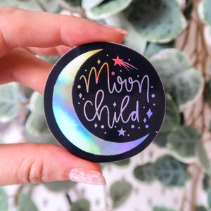 Moon Child Holographic Sticker, Holo, Cute Stickers, planner sticker, sticker pack, magic, celestial, lunar, magick, Moon Phase, witchcraft