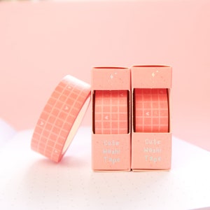 Peach Grid Washi Tape, kawaii, crafting, scrap booking, planner accessories, Grid lines, Craft Accessories, MT washi, Journaling, hearts