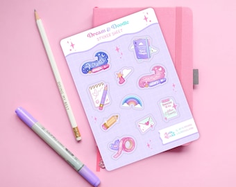 Kawaii Pastel Deco Stickers Sheet, Dream & Doodle Journaling Stickers