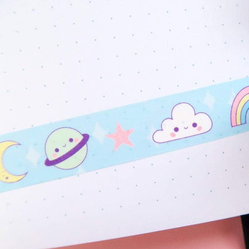 sun cloud kawaii sky star planner accessories scrap booking kawaii rainbow Kawaii Sky Washi Tape planet crafting space weather