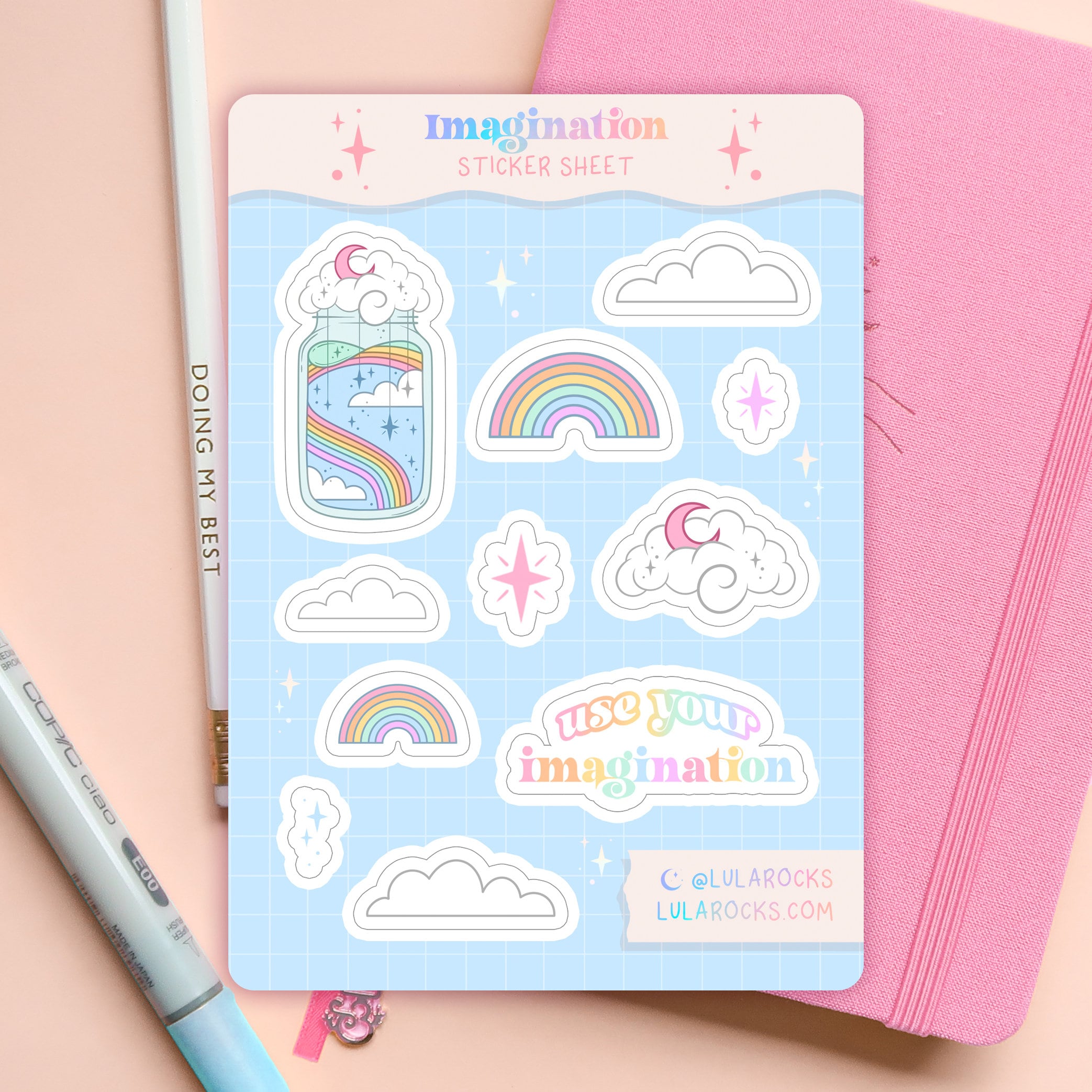 Imagination Planner Sticker Sheet: Kawaii Rainbow Cloud Stickers - Etsy