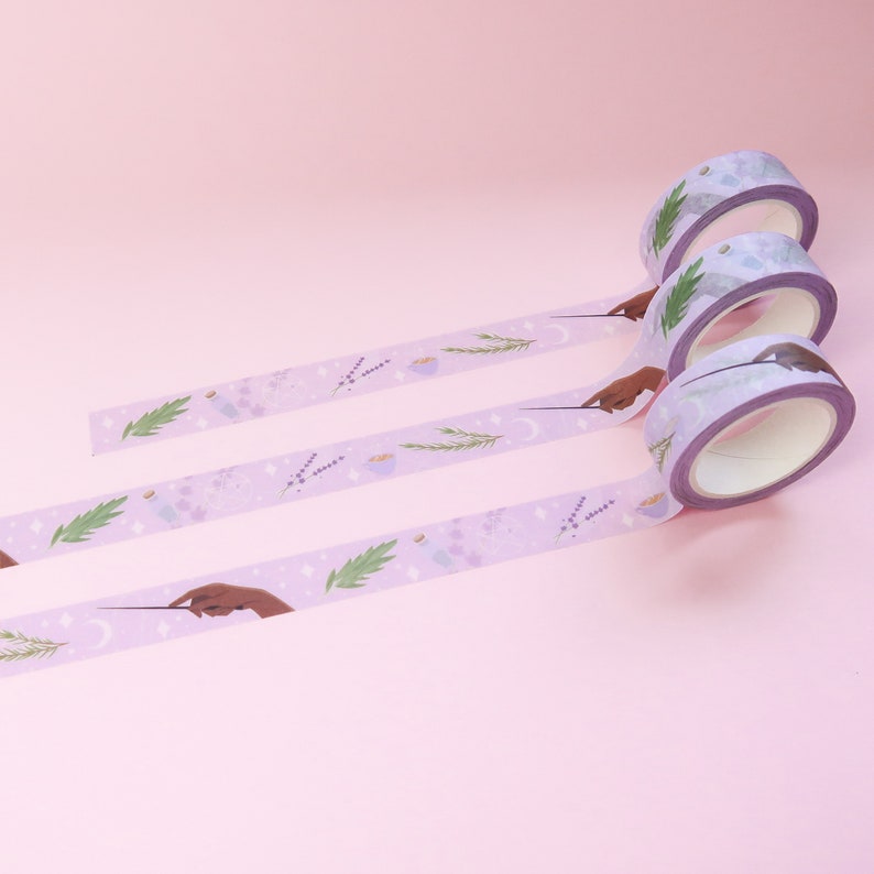 Cinta washi de brujas de hierbas: accesorios de planificador de brujería verde imagen 4