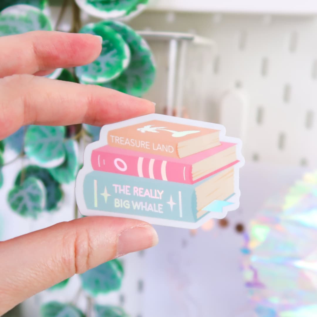 Bookish Stack Holographic Sticker, Holo, Cute Stickers, Planner Sticker ...