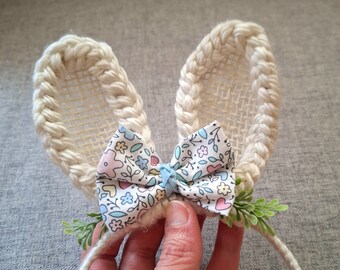 Bunny Ears with bow Headband perfect for Easter