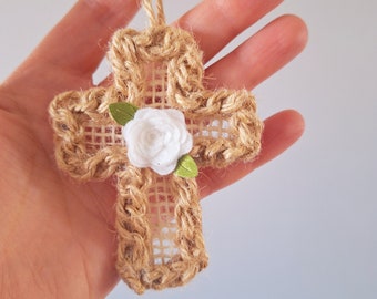 Imperfectly & rustic cross ornament Christening Guest Favors,Favor Baptism, Communion Favors, Confirmation Keepsake, Catholic Favors Guest