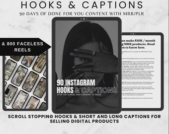 90 Instagram Hooks and Captions | 800 Videos for Instagram Reels | MRR | Digital Marketing | Faceless Marketing | DFY | CANVA
