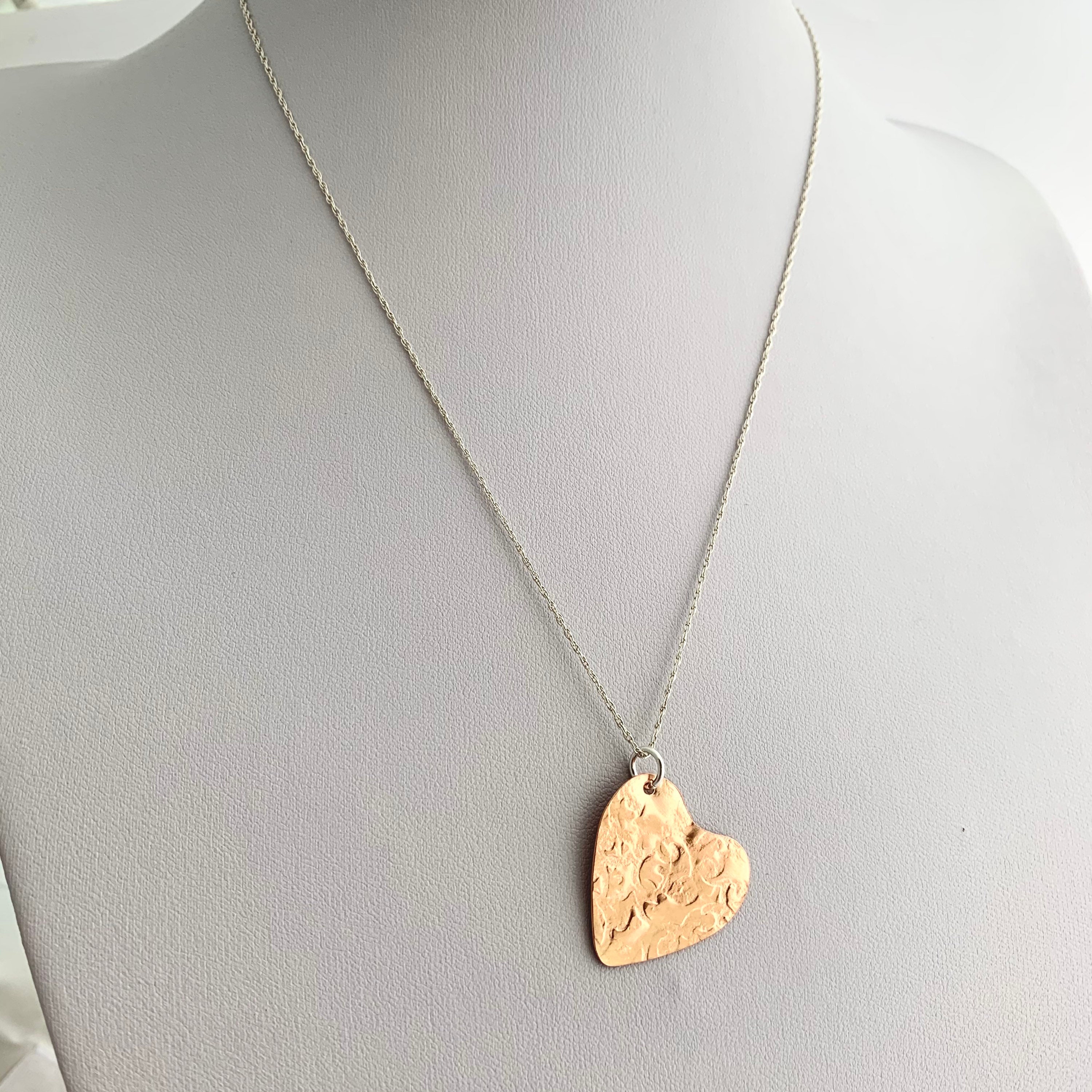 Kleiner rustikaler Kupfer Herz Anhänger Boho Mixed Metal | Etsy