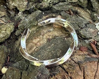 925 Sterling Silver Twisted Plain Open Ring, UK Size O, Handmade Adjustable Unique Band, Spiral Boho Festival Jewellery