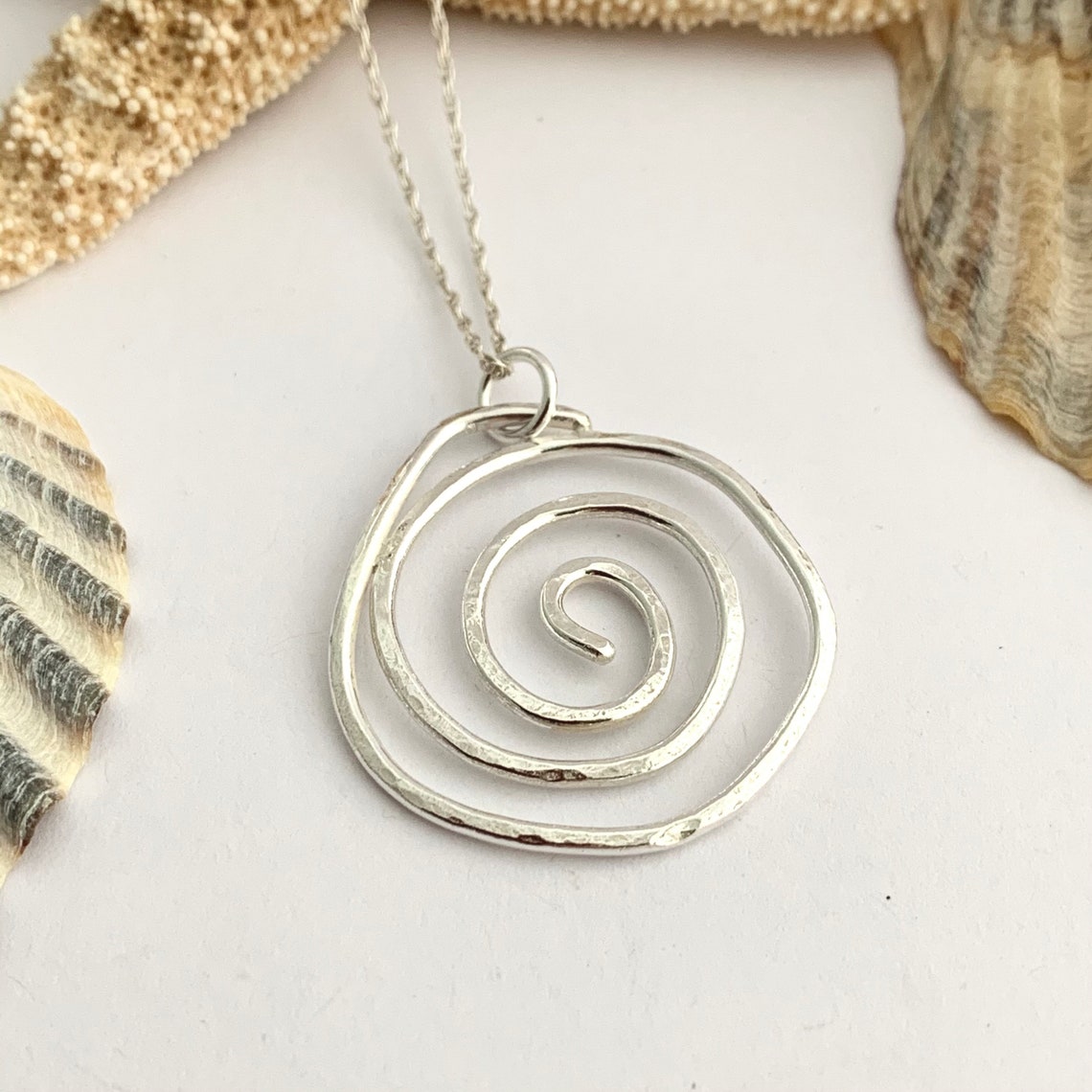 Hammered Sterling Silver Spiral Pendant Celtic Handmade - Etsy UK