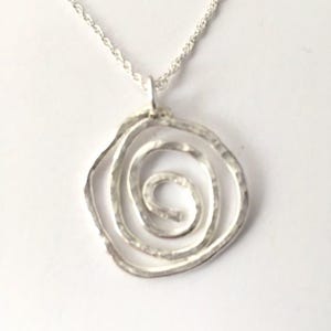 Hammered 925 Sterling Silver Spiral Pendant, Celtic Viking Handmade Necklace, Artisan Swirl Circle Round Birthday Gift Her, Gifts for Friend