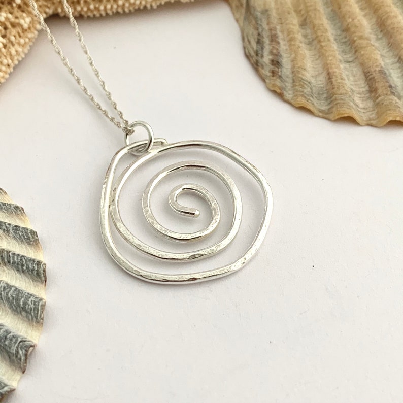 Hammered Sterling Silver Spiral Pendant Celtic Handmade - Etsy UK