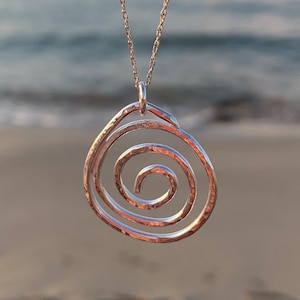 Hammered 925 Sterling Silver Spiral Pendant, Celtic Viking Handmade Necklace, Artisan Swirl Circle Round Birthday Gift Her, Gifts for Friend