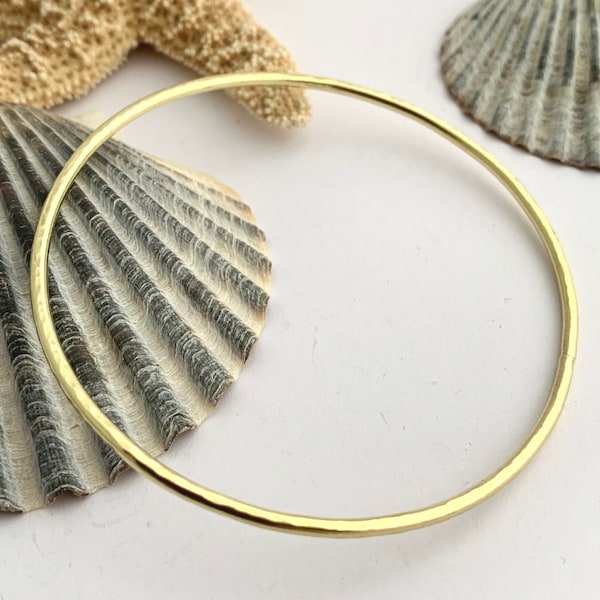 Hammered Raw Brass Stacking Bangle, Skinny Textured Gold Stacker Bracelet, 21st Wedding Anniversary Gift Wife, Bronze Tone Birthday Gift Her