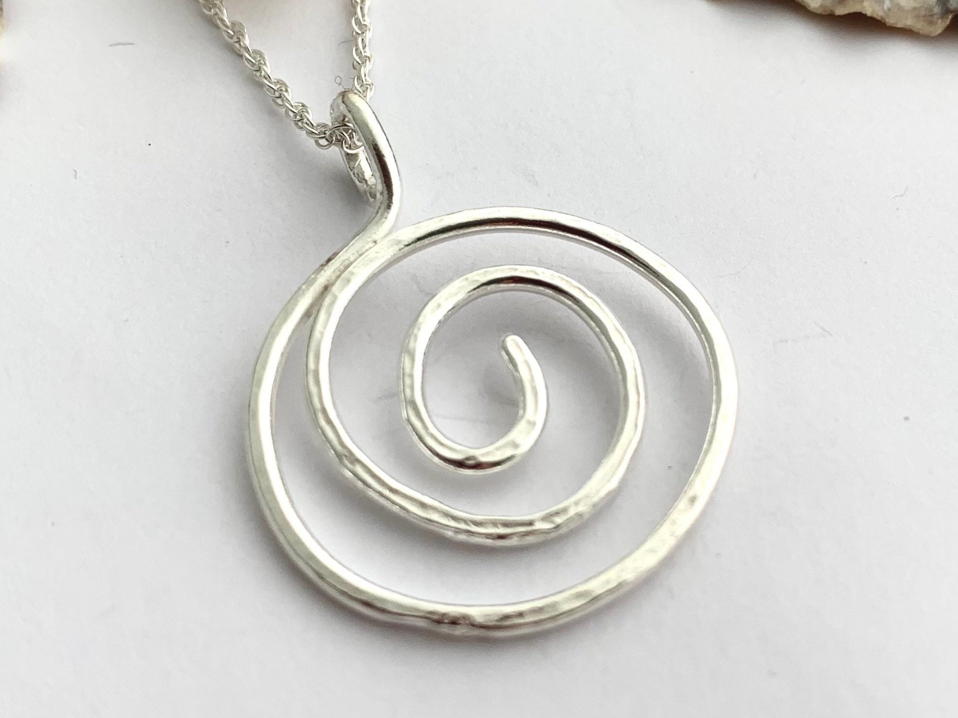 Artisan Sterling Silver Spiral Pendant Swirl 925 Silver Etsy UK