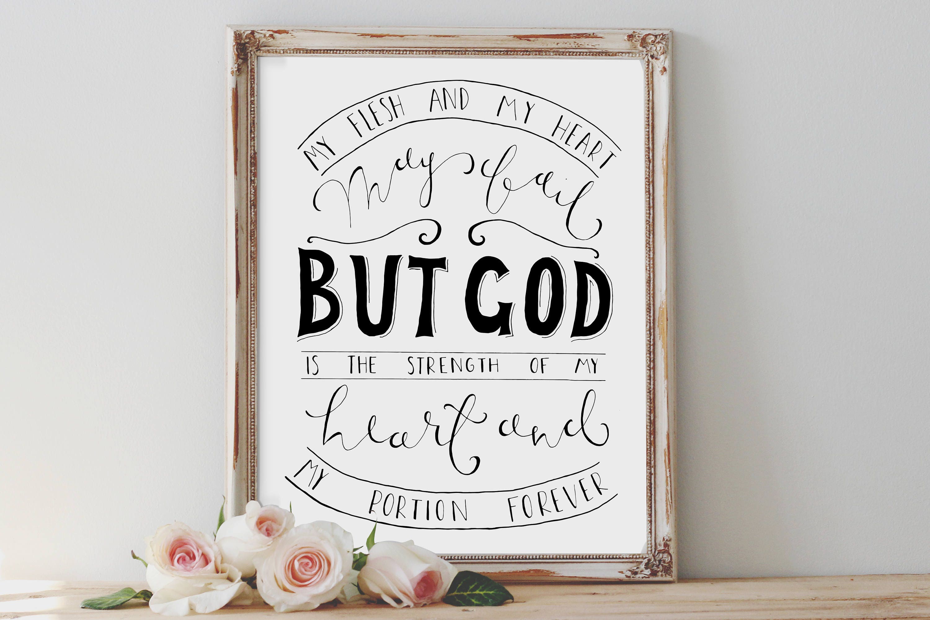 Bible Verse Print Instant Download Psalm 73:26 Hand Drawn | Etsy