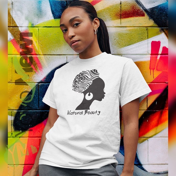Tee-shirt femme africaine , Natural Beauty , femme avec bandeau/  coupe mixte n.35
