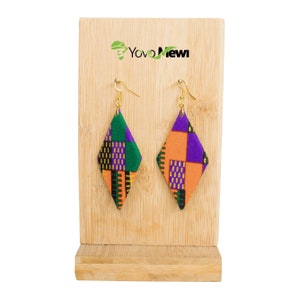 Ohrringe aus Wax-Stoff Kenté Wax-Stoff orange lila grün, Wax-Schmuck Nr. 161