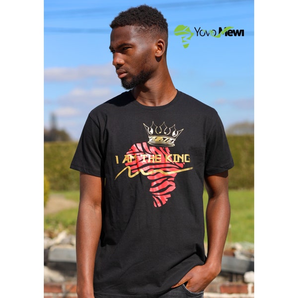Tee-shirt   I AM THE KING /noir / Afrique 100% coton