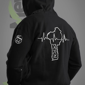 Sweat-shirts  Bénin rythme cardiaque / couleur blanc / sweat noir unisexe / dessin carte du Bénin