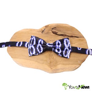 Bow tie in bogolan wax fabric indigo blue black Adjustable bow tie Wedding accessory ceremony gift idea n.10