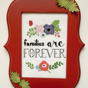 Families are Forever Cross Stitch Pattern - Little Square Garden Modern Cross Stitch PDF - Instant Download