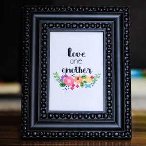 Love One Another Cross Stitch Pattern - Little Square Garden Modern Cross Stitch PDF - Instant Download