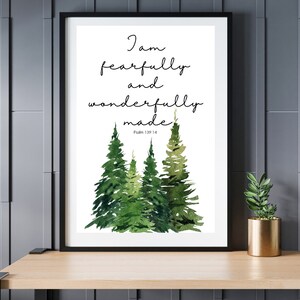 Fearfully and Wonderfully Made, Psalms 139:14, Scripture Wall Art, Christian Gift, Bible Verse Printable, Christian Wall Decor, Minimalist