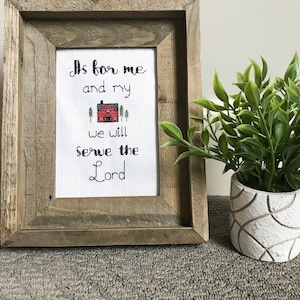 As For Me and My House We Will Serve the Lord - Little Square Garden Modern Cross Stitch PDF - Instant Download