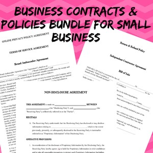 7-Piece Business Contracts & Policies Bundle for Business | Instant Download