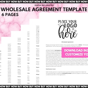 6-Page Wholesale Agreement Contract Template | Customizable | Instant Download