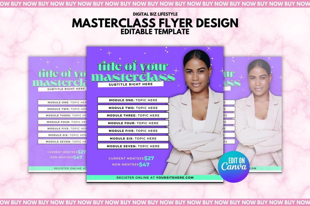 Premade DIY Masterclass / Coaching Flyer Design | Edit in Canva - Etsy