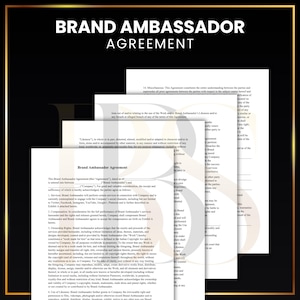 Brand Ambassador Agreement | Easy To Customize | Instant Download
