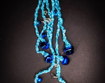 Witch bells, protection charm, door bells, blue bells, color symbolism, witch decor, door decor, sea witch bells
