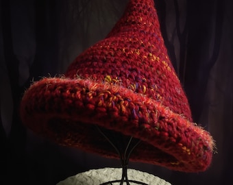 Red witch hat, phoenix witch hat, phoenix inspired witch hat, fire witch hat