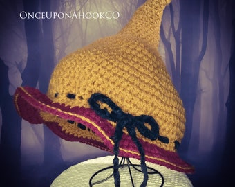 Harvest witch hat, scarecrow witch hat, handmade witch hat, crocheted witch hat, Fall hat