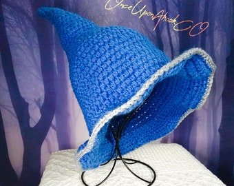 Blue witch hat, Halloween witch hat, crocheted witch hat, handmade witch hat