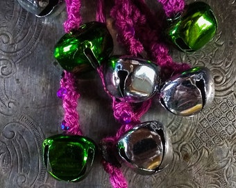 Witch bells, protection charm, door bells, witch bells for door, pink witch bells, green witch bells