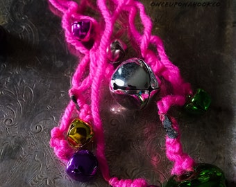 Witch bells, protection charm, door bells, witch bells for door, witch decor, pink witch bells